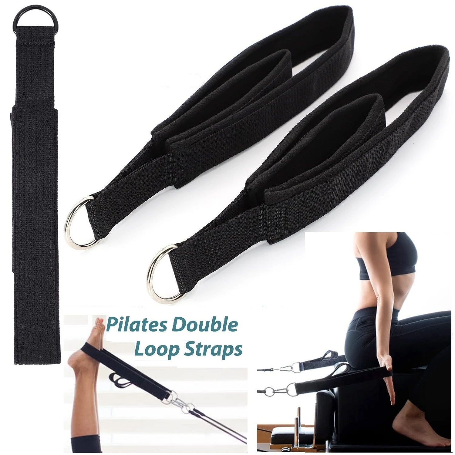 Pilates Ankle Strap - Double Ring Elastic Yoga Pilates Bed