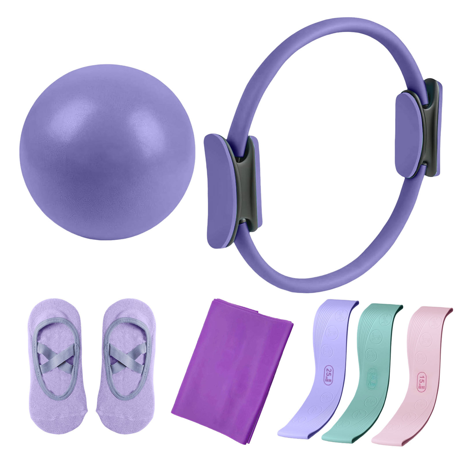 Pilates And Yoga Combined - Pilates Circle Resistance Bands Seven Piece