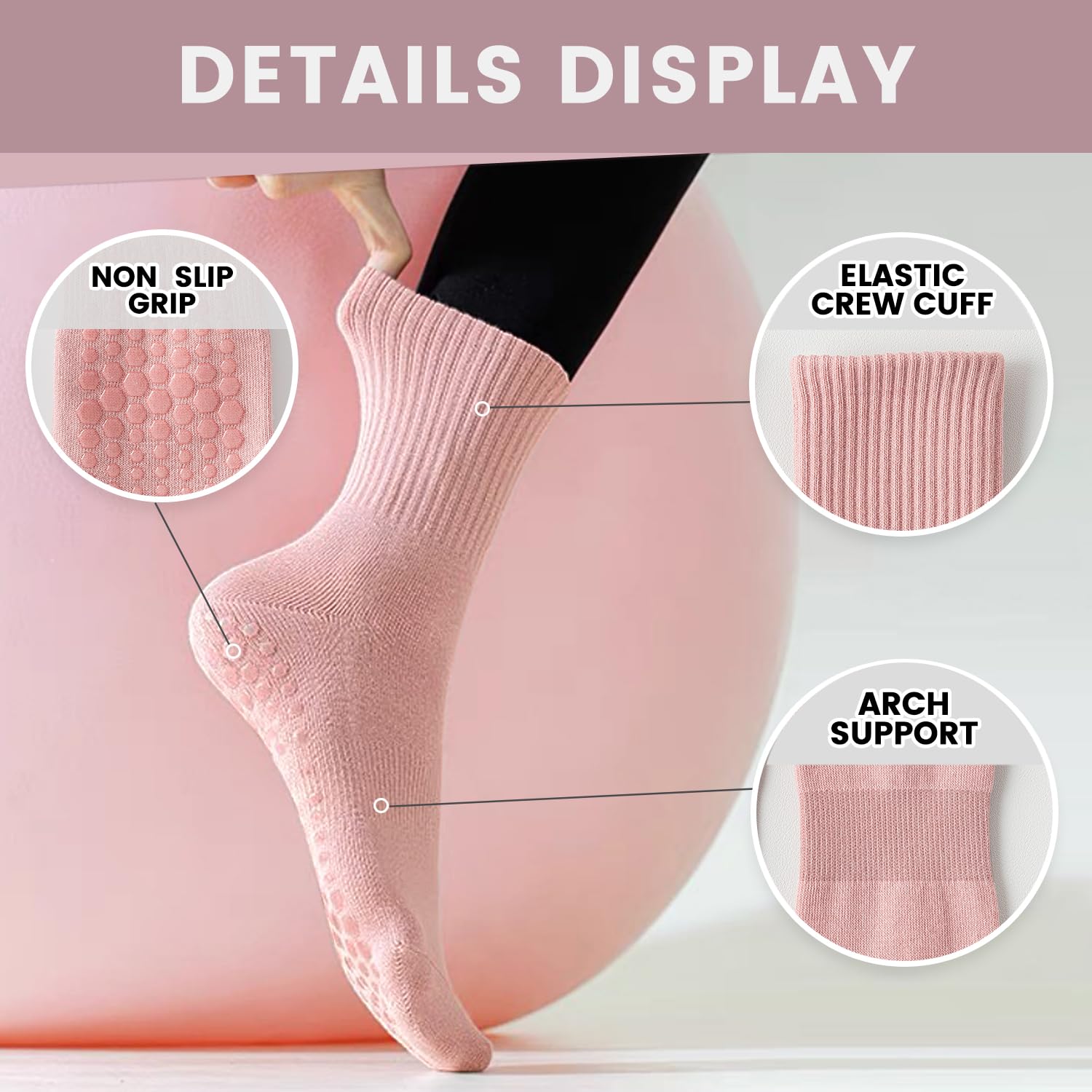 4-6 pairs of women's yoga sock - Medias Para Pilates Y Yoga recension och pris