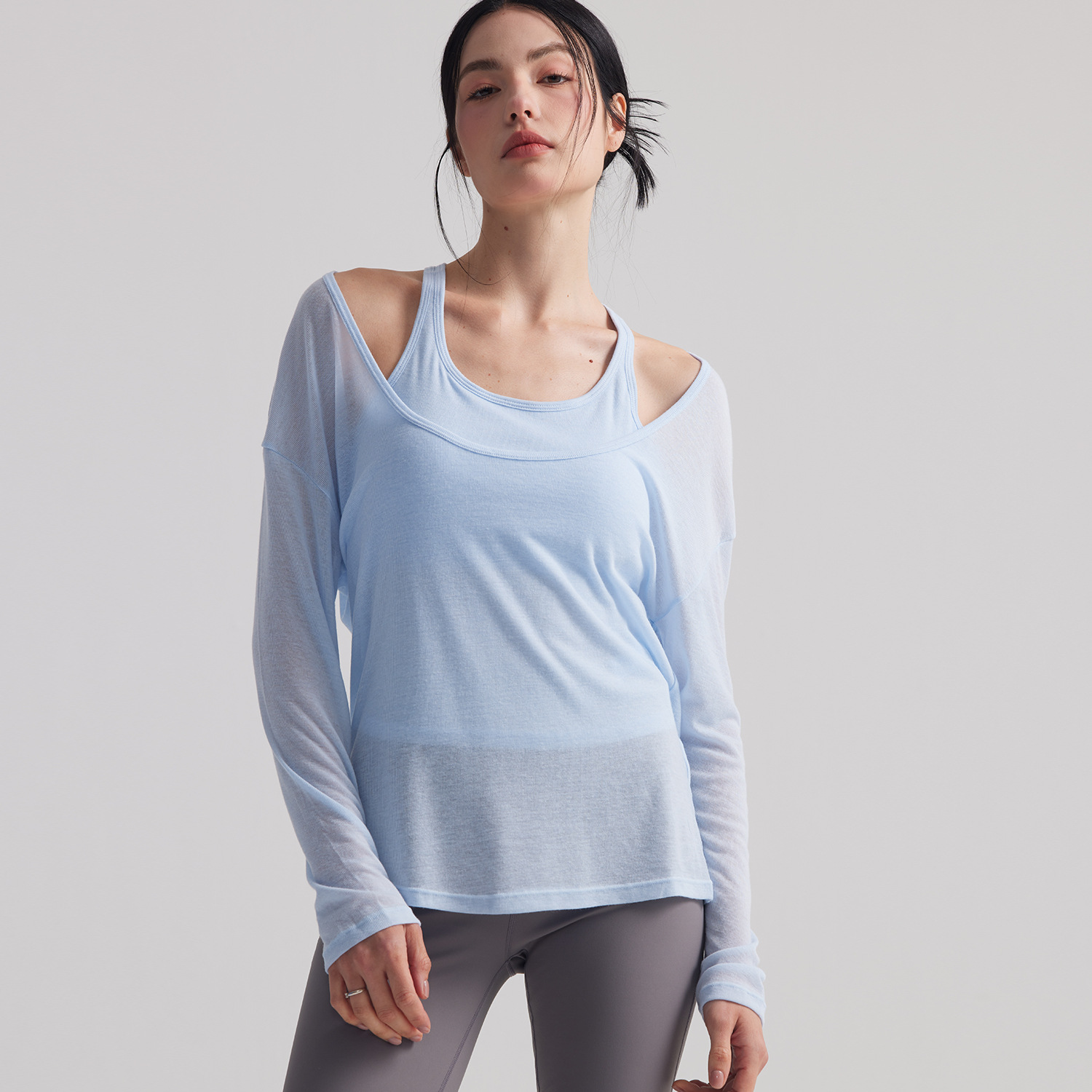 Women Loose Semi Sheer Long Sl - Pilates Yoga Top recension och pris