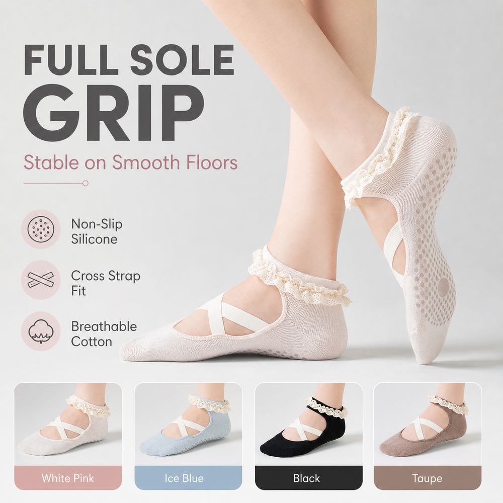 New Non Slip Yoga Socks Lace T - Pilates Ankle Strap recension och pris